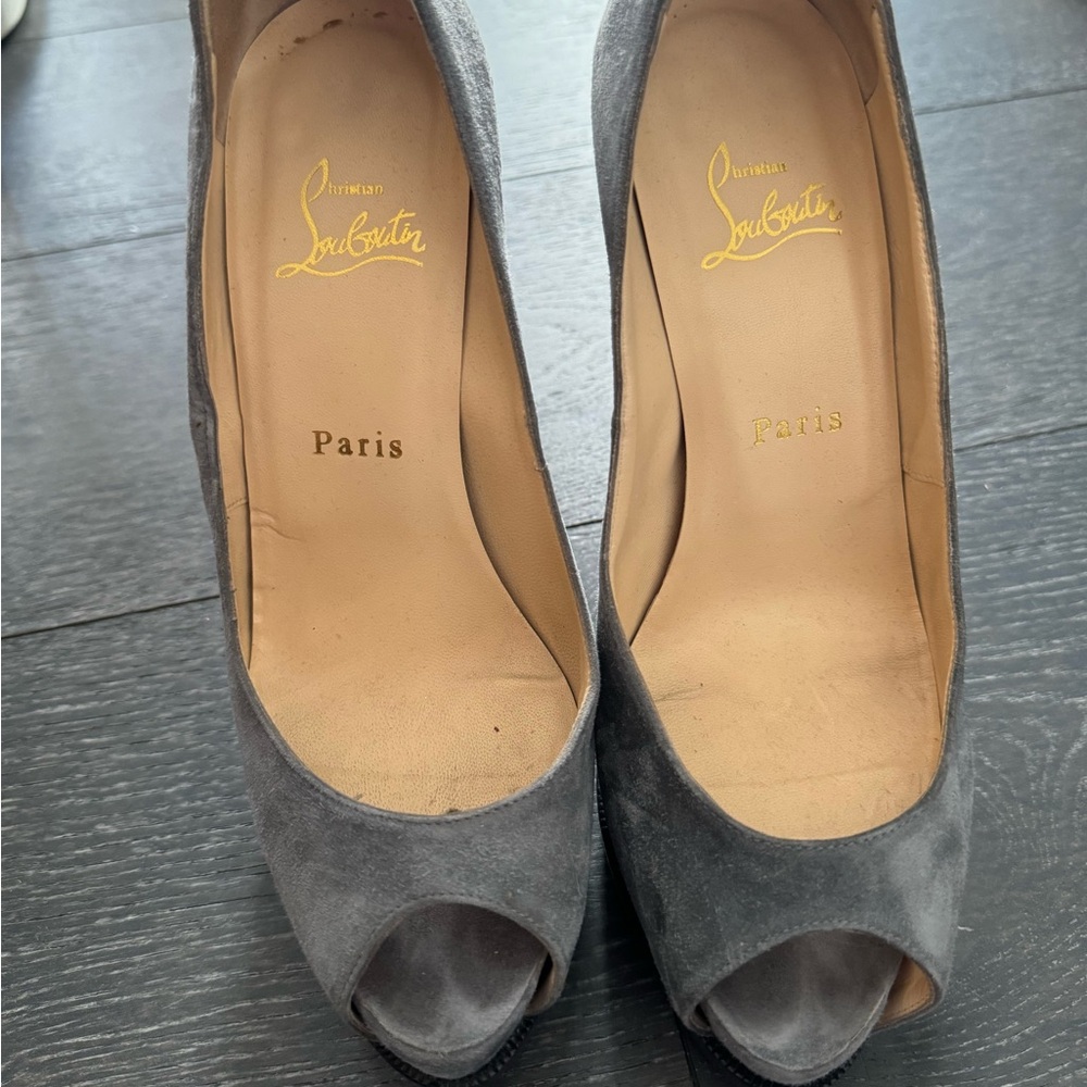 Christian Louboutin Gray Suede Heel